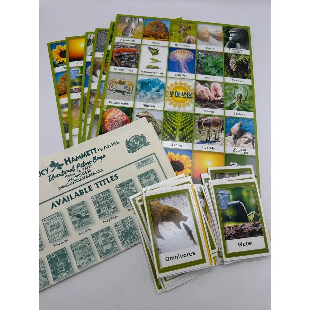 Lucy Hammett's Nature Bingo COMPLETE Photographic Animals Plants Mammals